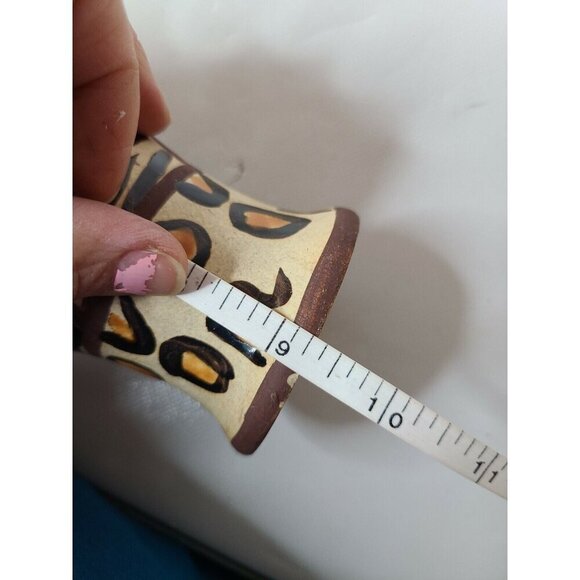 Vintage African Pottery Terracotta Candle Holder Stand Hand Painted Tribal Art - Picture 7 of 7